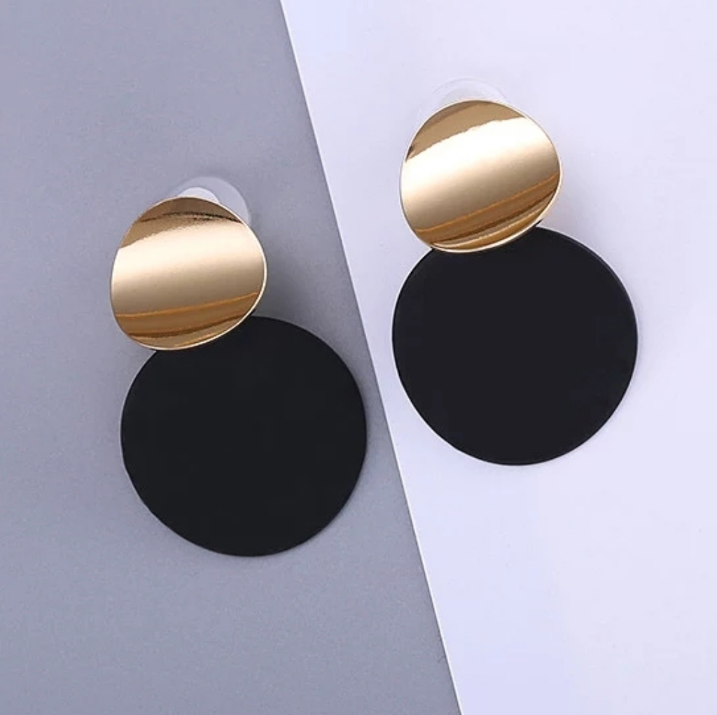 Gold & Black Dangle Earrings